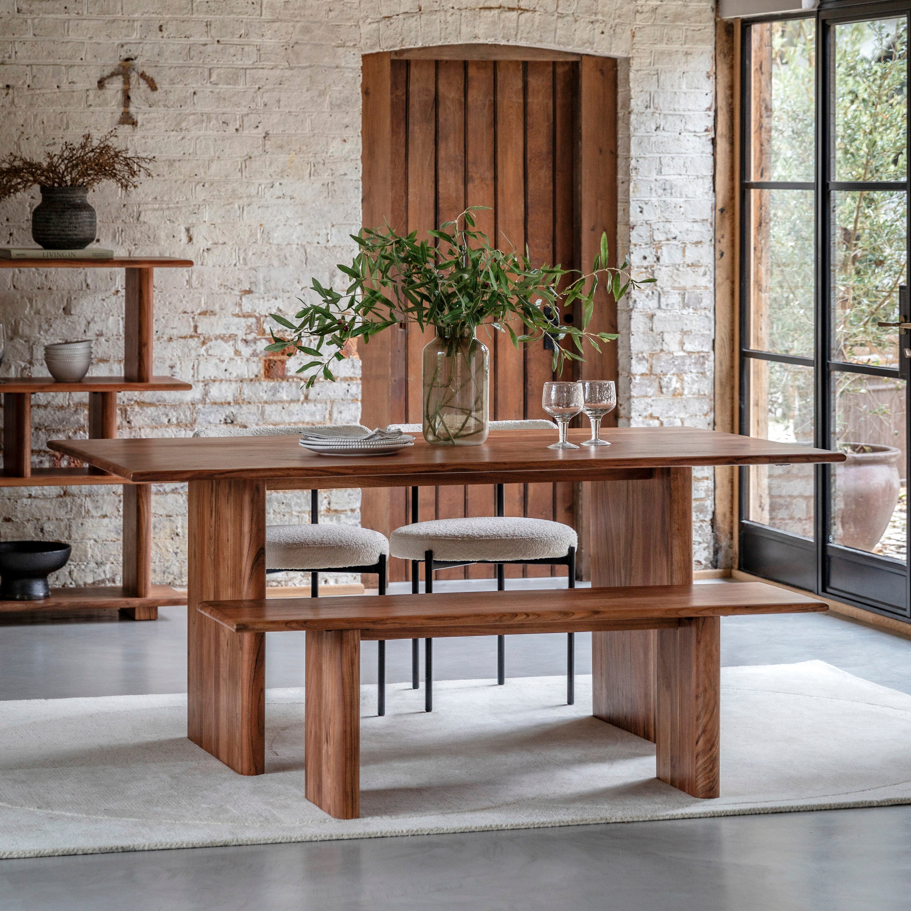 Marta Acacia Wood Rectangle Dining Table | 8 Seater